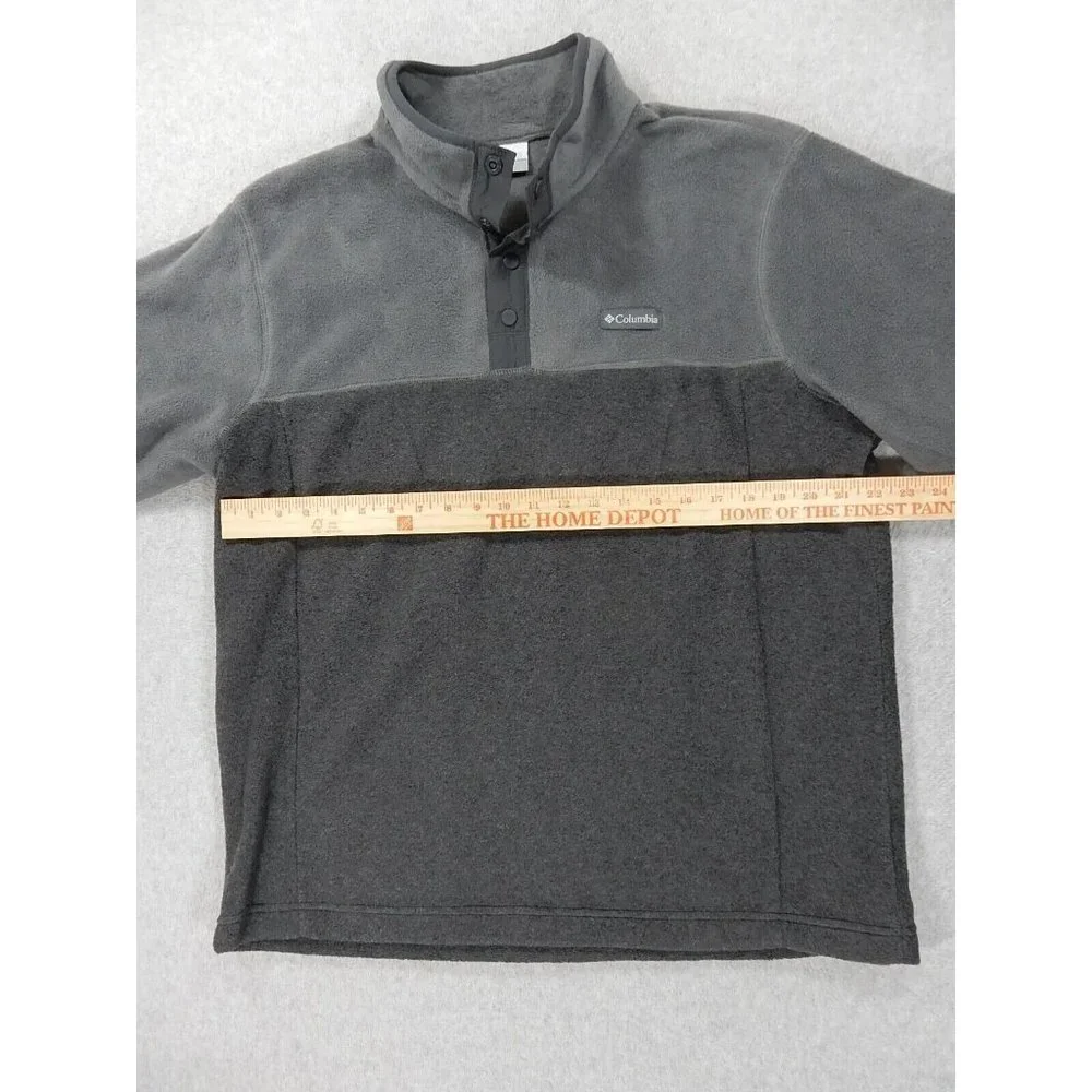 Columbia‎ 2 Tone Logo Fleece 4 Snap Pullover Sweater (Men's Large) Gray